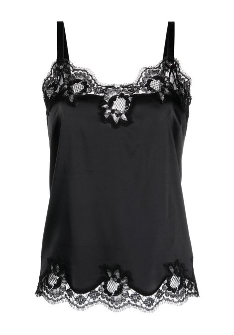 Top in seta nera con bordi in pizzo con spalline sottili DOLCE & GABBANA | O7A00T-FUAD8N0000